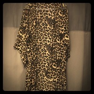 Sheer leopard print kimono